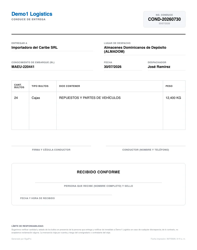 Documento generado por SigaPro